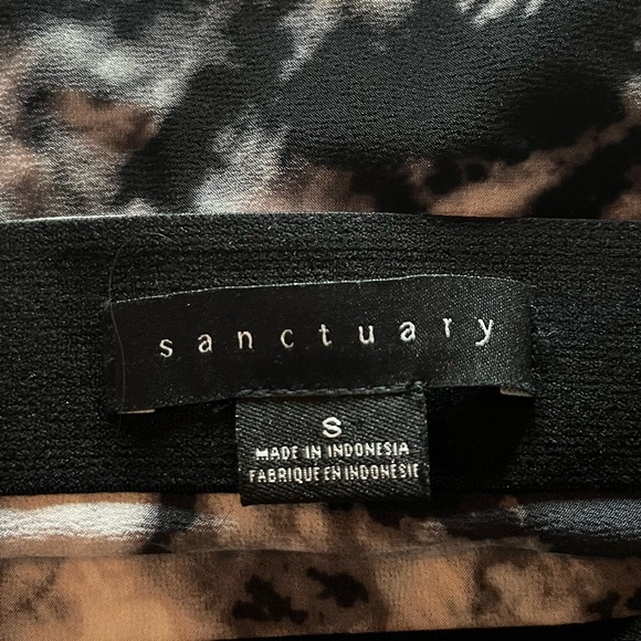 Sanctuary Black, White & Pink Tie Dye Patterned Midi Casual Skirt - Picture 4 of 7